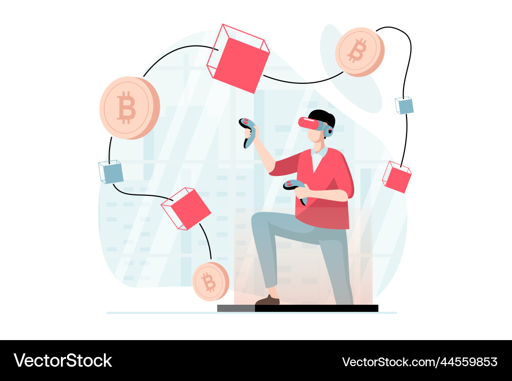 Metaverse concept with people scene in flat design Metaverse concept with people scene in flat design vector image