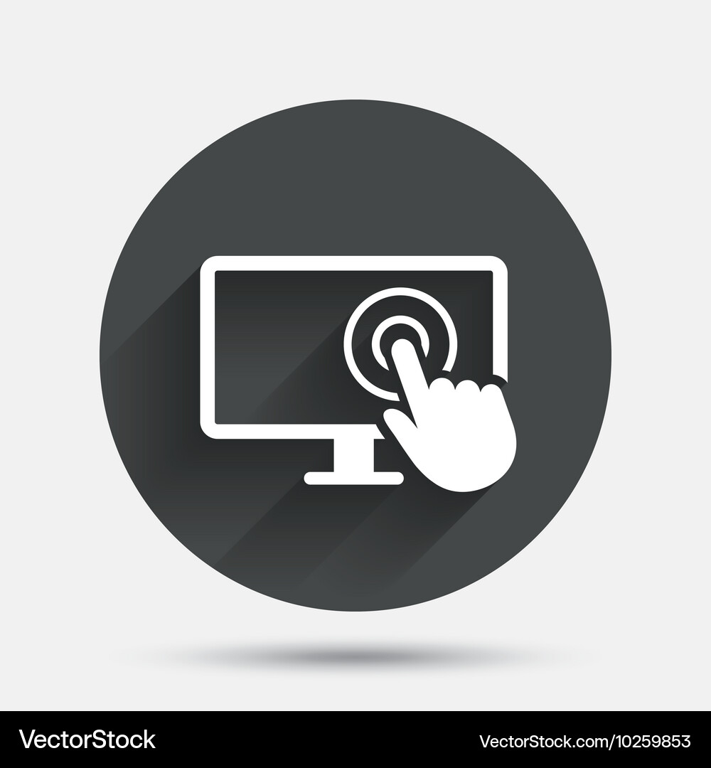 Touchscreen Monitor Icon - Pointer & Screen Vector Image