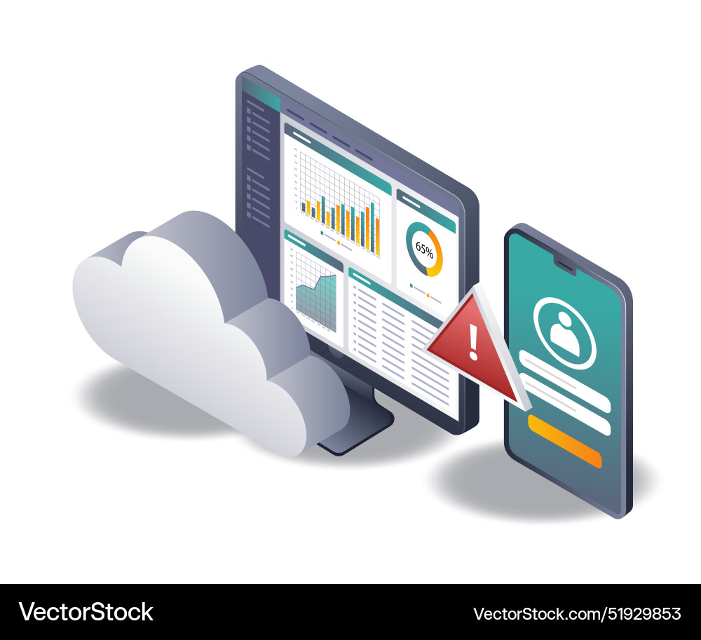 Warning analysis of cloud server data system Warning analysis of cloud server data system vector image