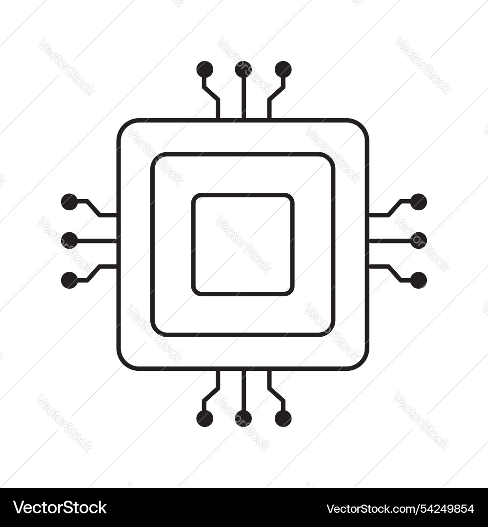 Advanced ai cpu chip technology icon design vector image