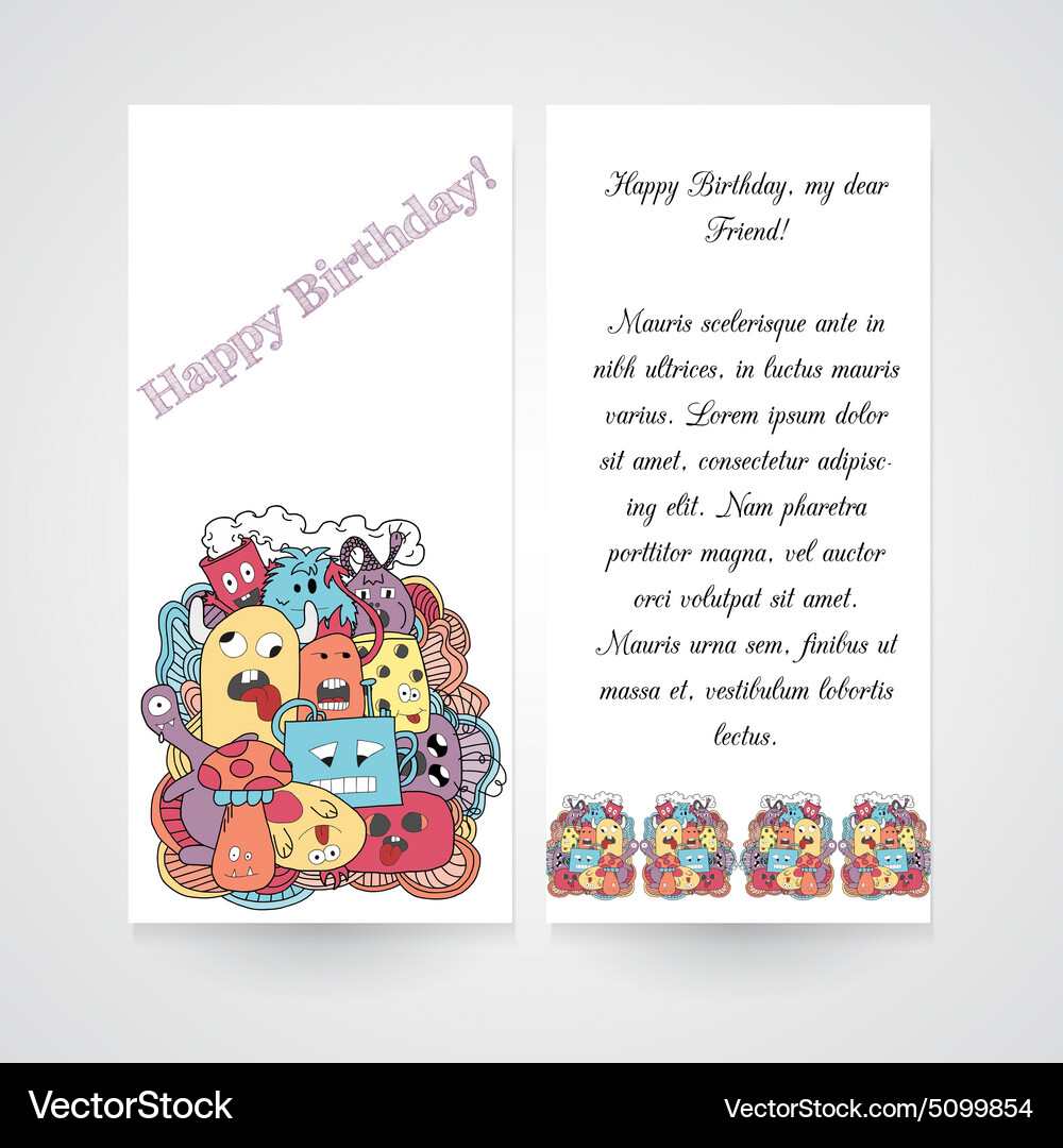 Card with abstract monsters pattern Vector Image