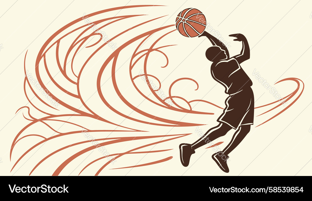 Dynamic Basketball Player in Motion Vector Image