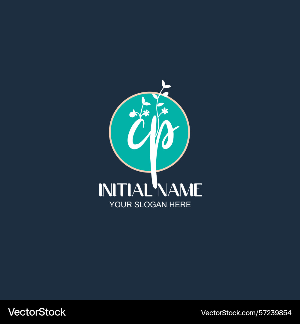 Elegant cp initial logo design with botanical Vector Image
