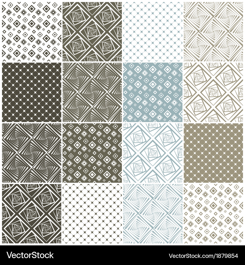 Geometric seamless patterns with squares Vector Image