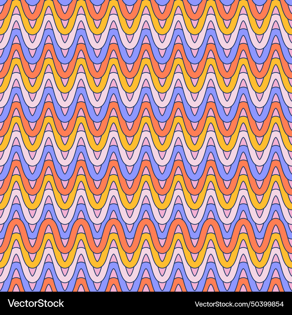 Groovy wavy lines abstract seamless pattern retro Groovy wavy lines abstract seamless pattern retro vector image