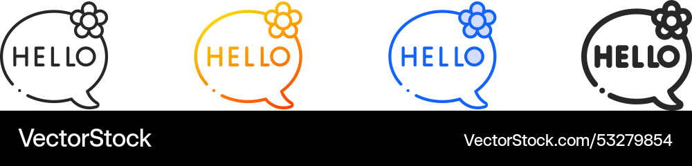 Hello iconthin linear gradient blue stroke Hello iconthin linear gradient blue stroke Vector Image