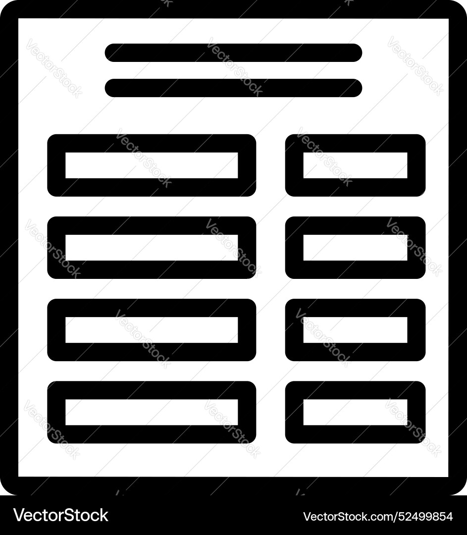 Line icon style document with text and six empty Line icon style document with text and six empty vector image