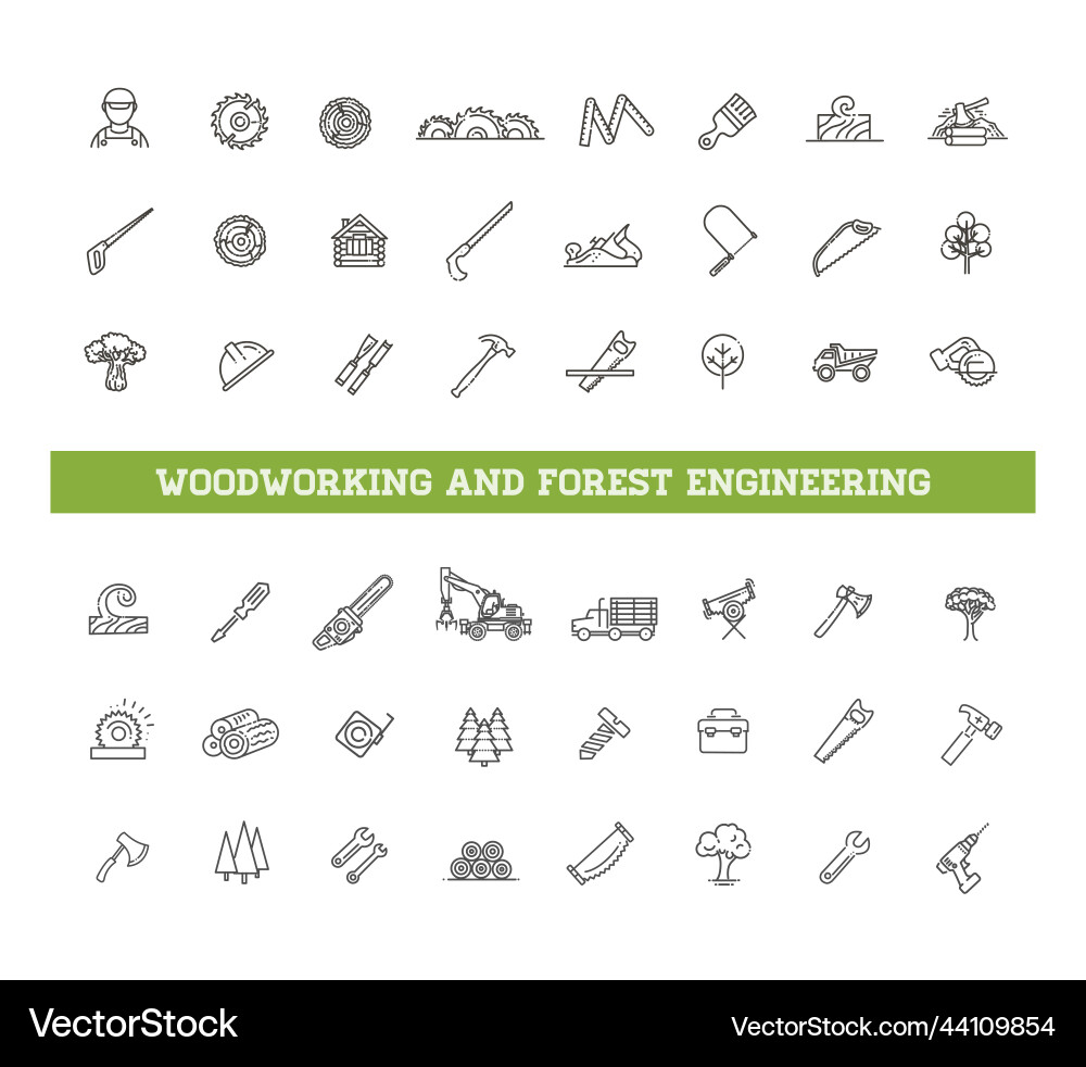 Logging sawmill line icons instruments vector image