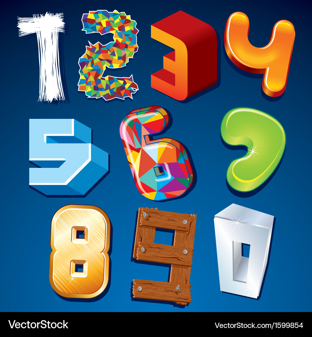 Numeral in various styles design elements vector image