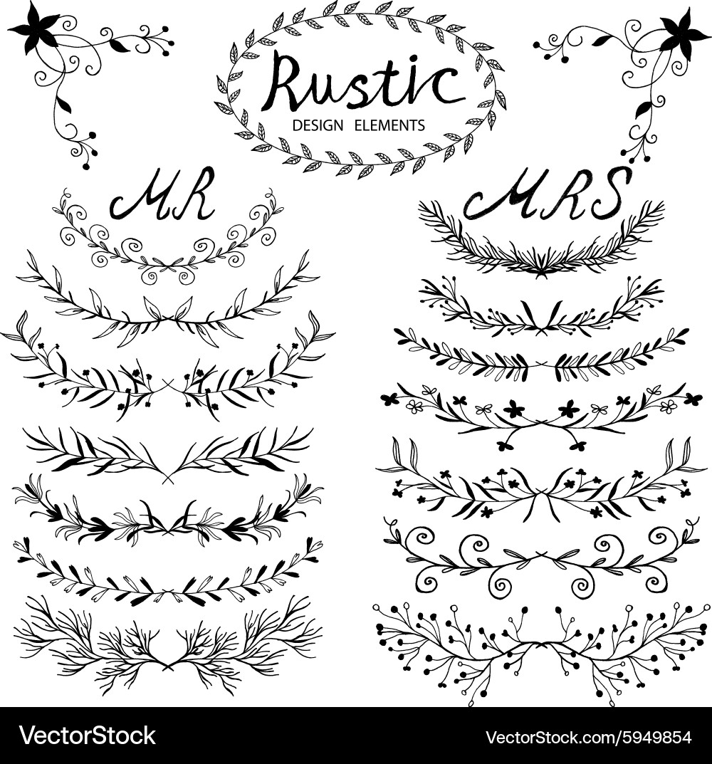 Rustic Floral Laurel Elements vector image