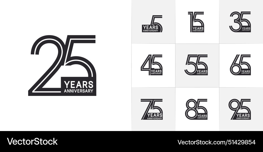 Set of anniversary premium collection black color Set of anniversary premium collection black color vector image