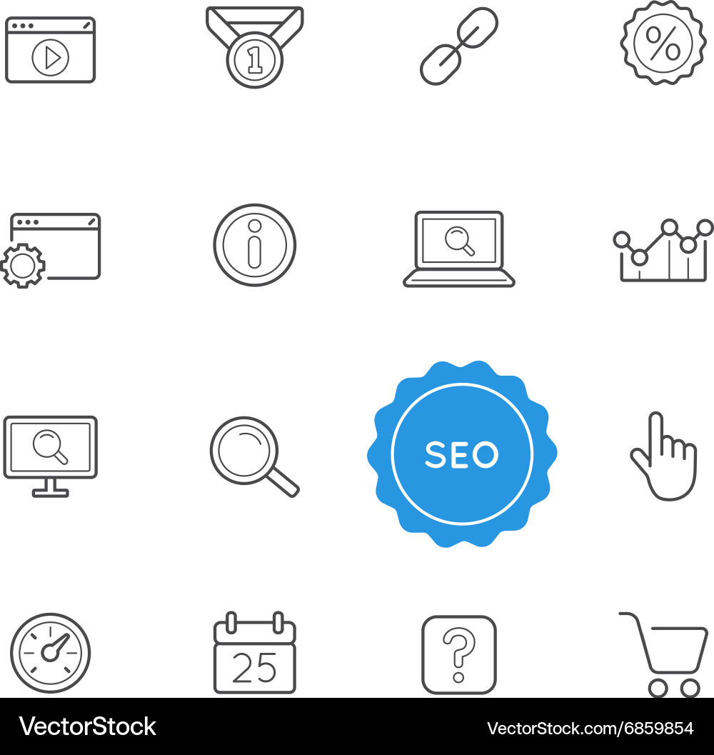 Set of seo search engine optimization elements can vector image