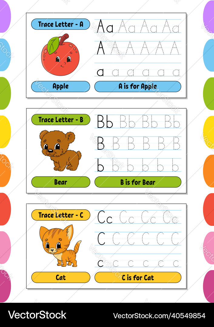 Writing letters set tracing page practice sheet Writing letters set tracing page practice sheet vector image