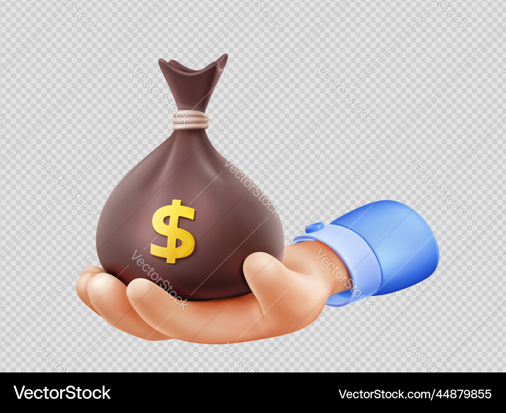 3d machen Hand Geldbeutel mit Dollar 3d machen Hand Geldbeutel mit Dollar vektorbild