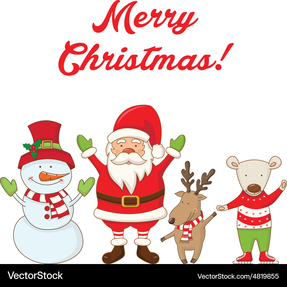 Christmas Characters & Festive Decorations Vector Image