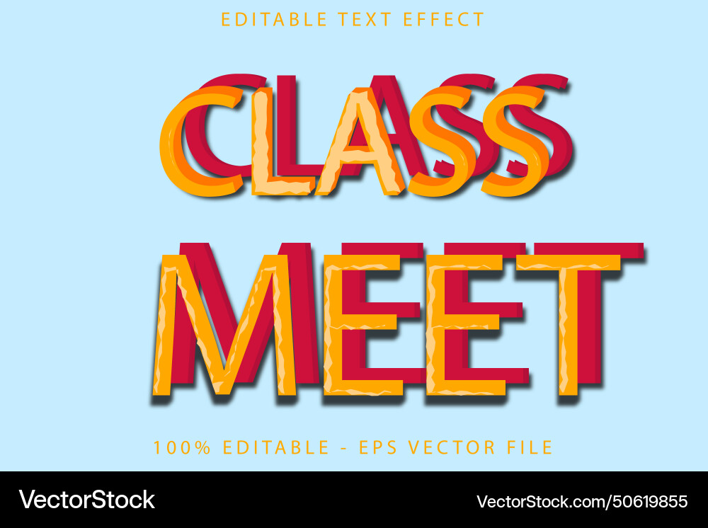 Class meet editable text effect flat gradient vector image