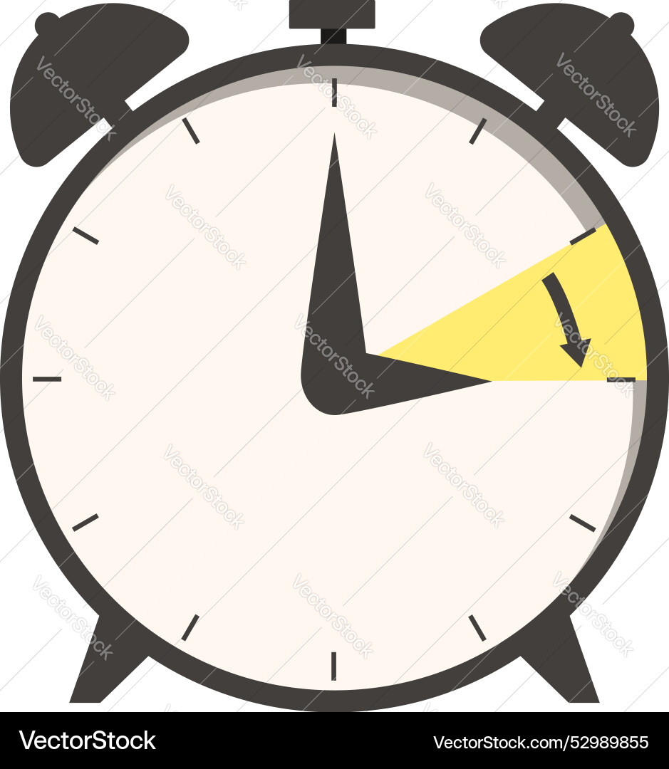 Classic alarm clock displaying time passing vector image