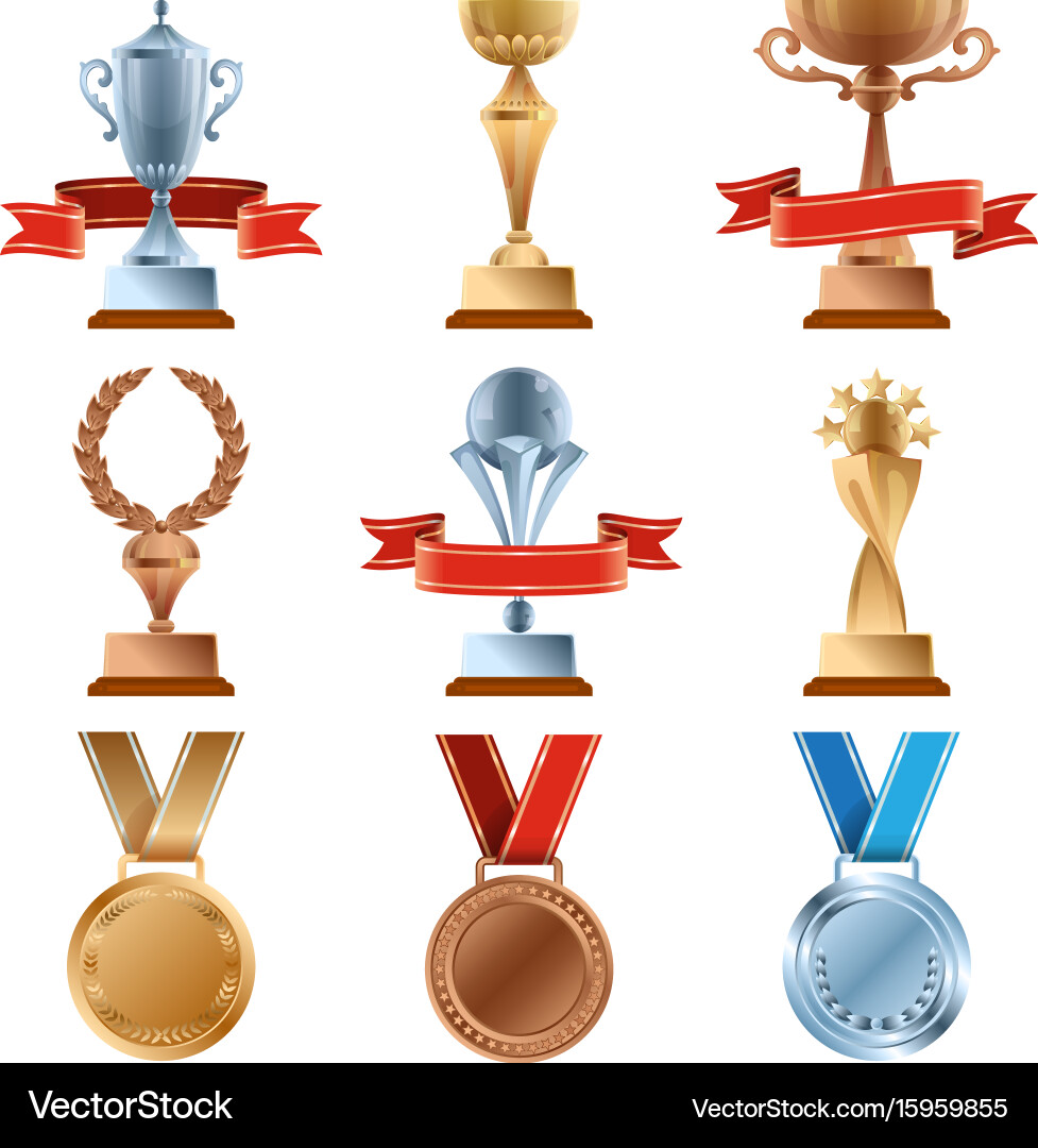 Different trophy set championship gold award Vector Image