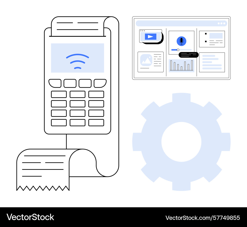 Digital payment terminal with analytics dashboard Digital payment terminal with analytics dashboard vector image