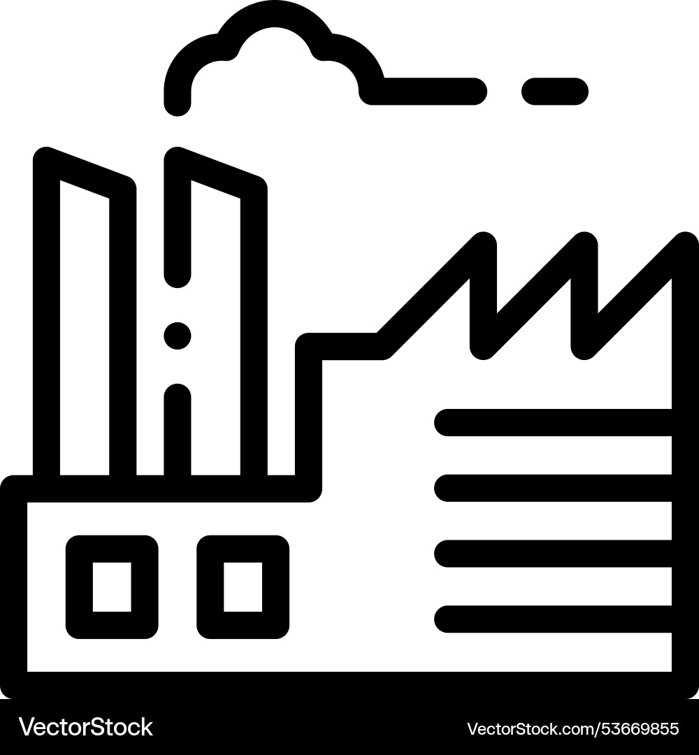 Factory icon thin linear style design isolated Factory icon thin linear style design isolated Vector Image