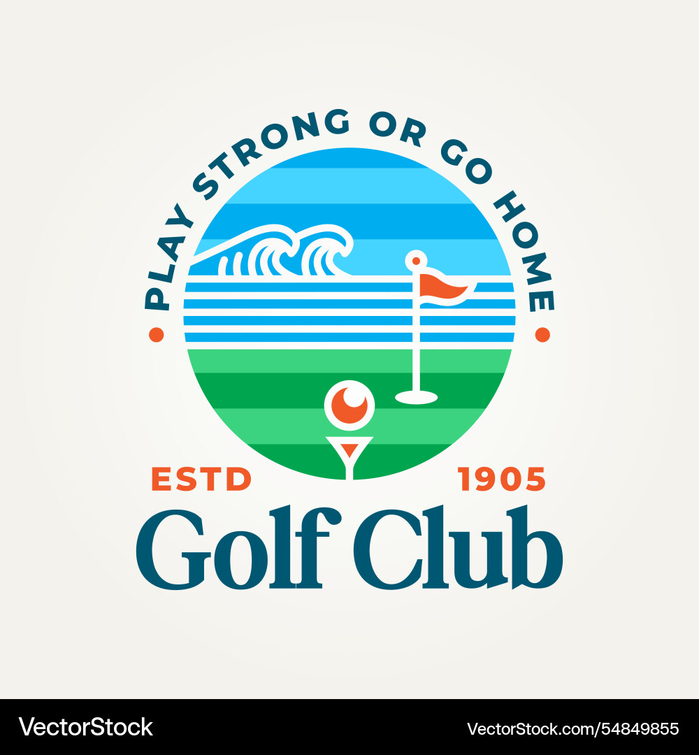 Minimalist summer golf holiday flat line art logo Vector Image
