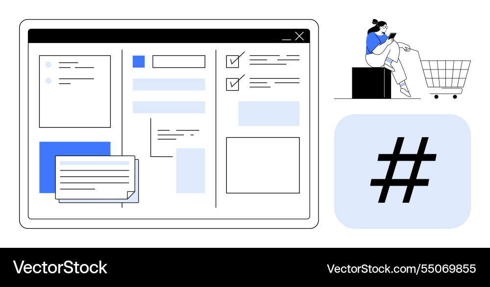 Online workflow management with minimalist design Online workflow management with minimalist design vector image