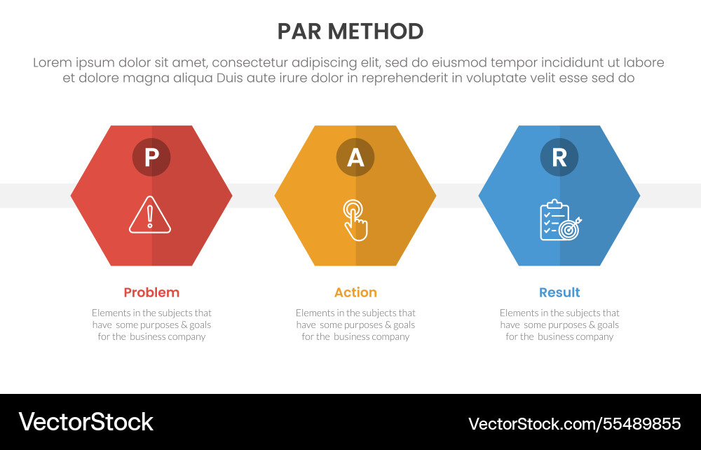 Par method infographic 3 point with hexagon Vector Image