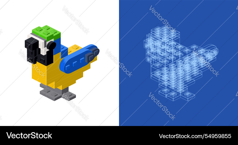 Parrot blueprint project idea and implementation vector image