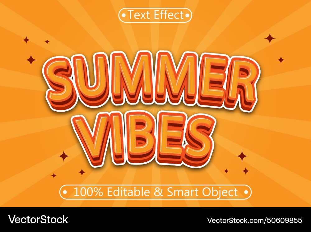 Summer vibes editable text effect 3 dimension vector image