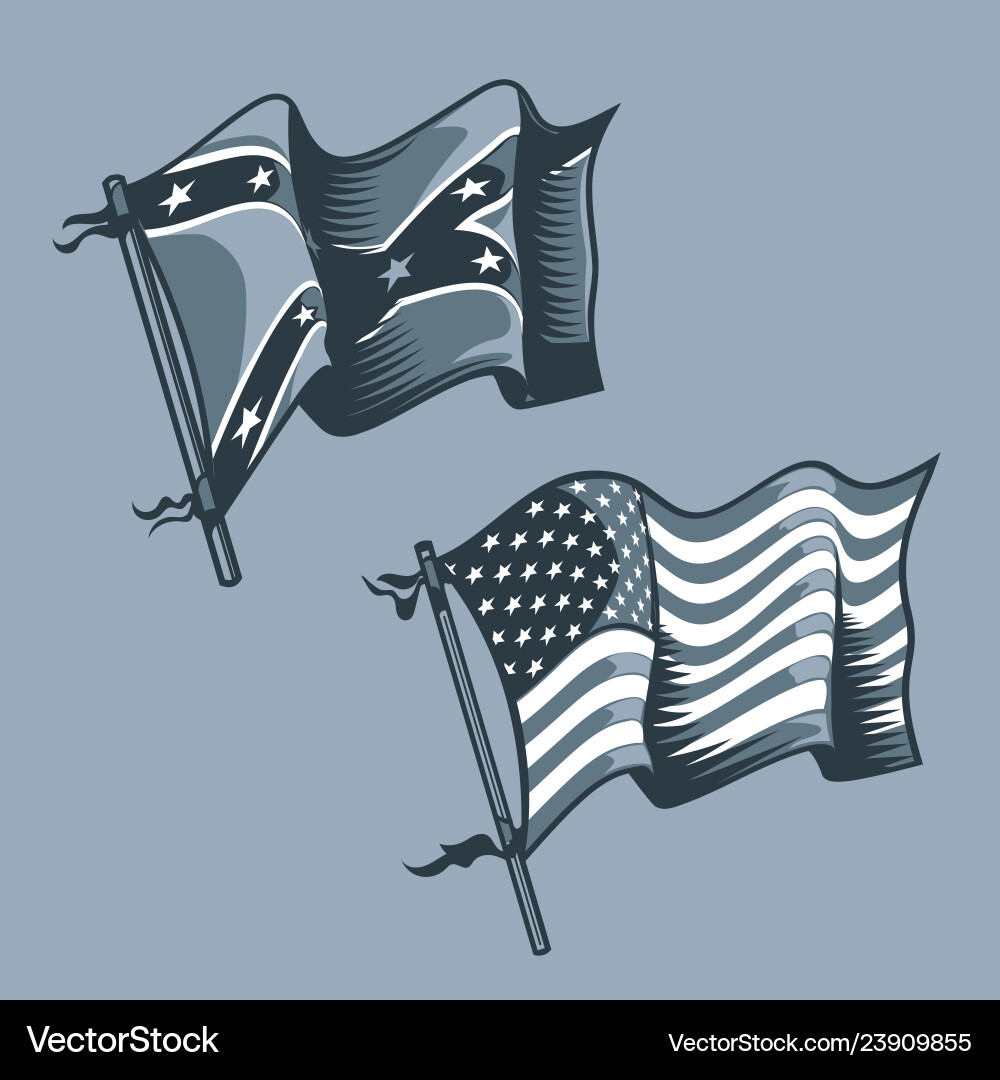 Us and confederate flags monochrome tattoo style Vector Image us-and-confederate-flags-monochrome-tattoo-style-vector-image