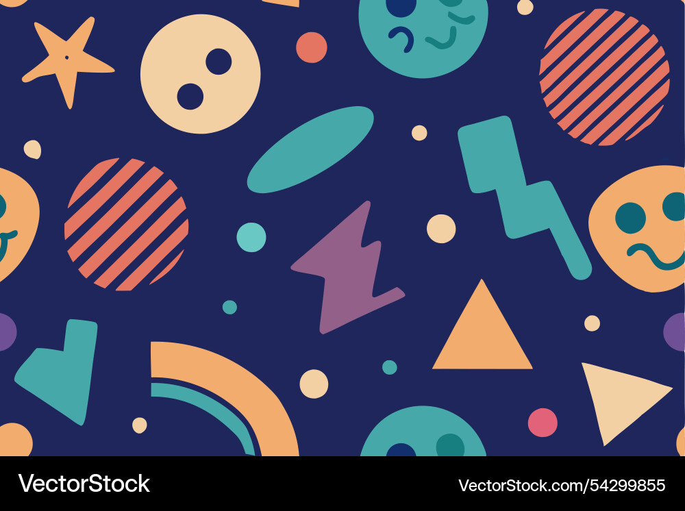 Vibrant pattern featuring an array of shapes Vibrant pattern featuring an array of shapes vector image