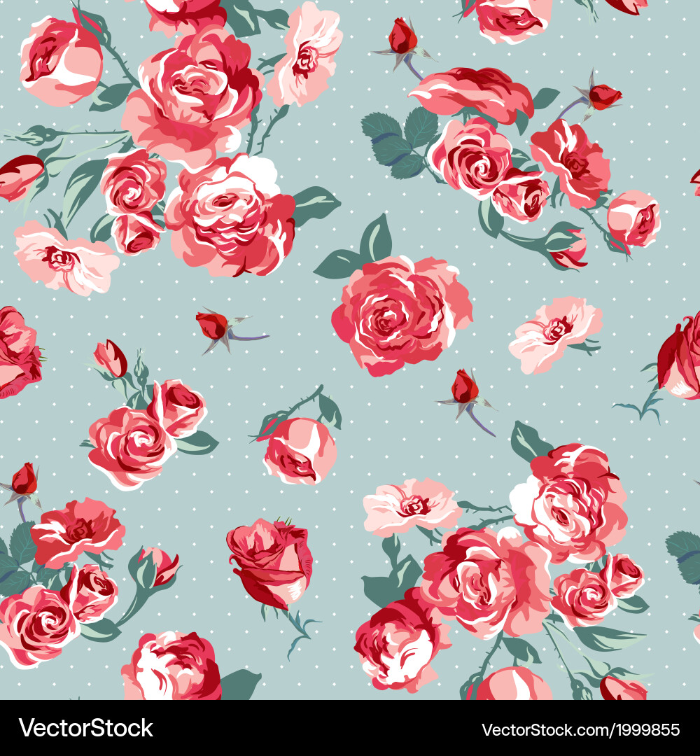 Vintage Rose Seamless Pattern Vector Image