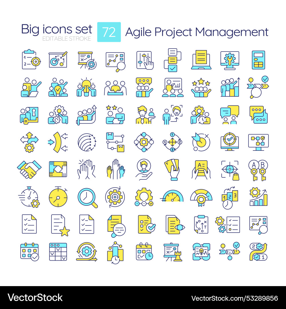 Agile project management rgb color icons set Agile project management rgb color icons set vector image