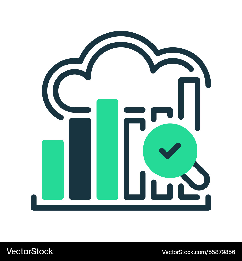 Cloud data analysis line icon linear style sign vector image