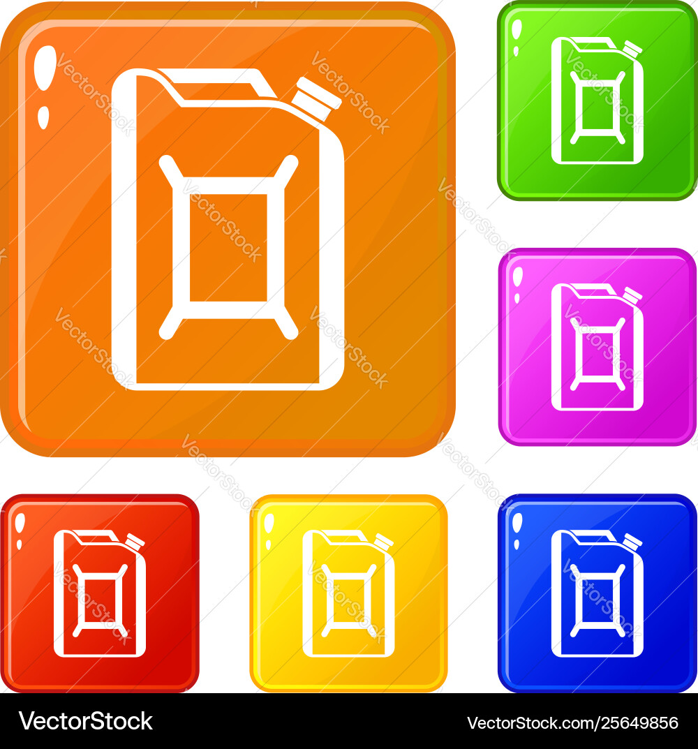 Flask for gasoline icons set color Flask for gasoline icons set color Vector Image