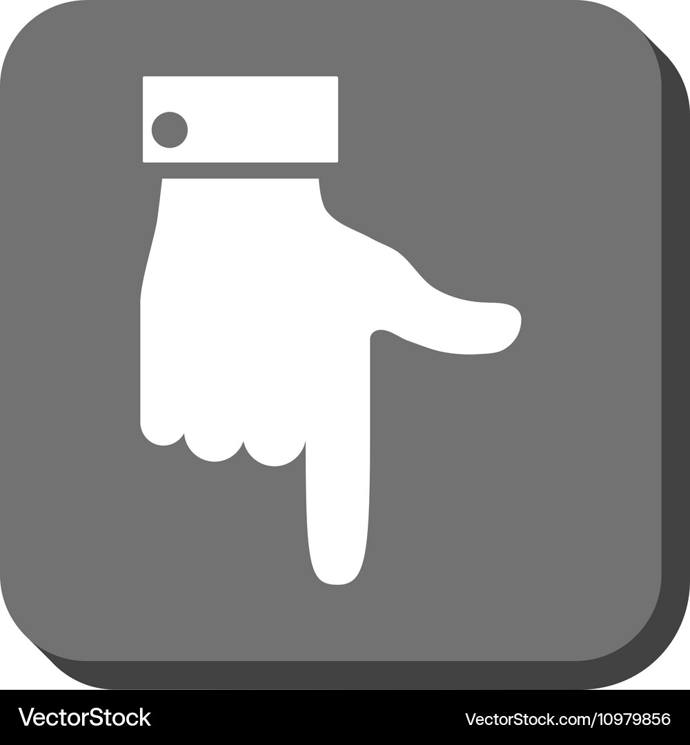 Hand pointer down rounded square icon Vector Image