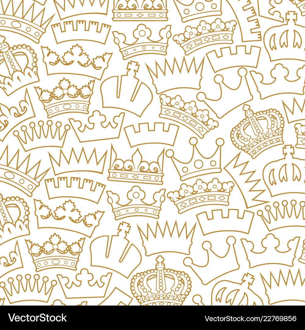 Seamless pattern with crown - thin line ico vector image