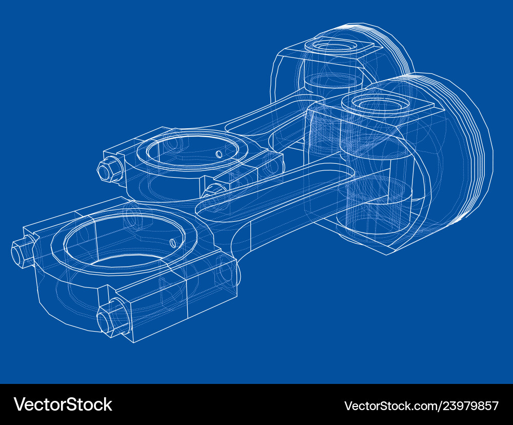 3D Piston Rendering - Wireframe vector image