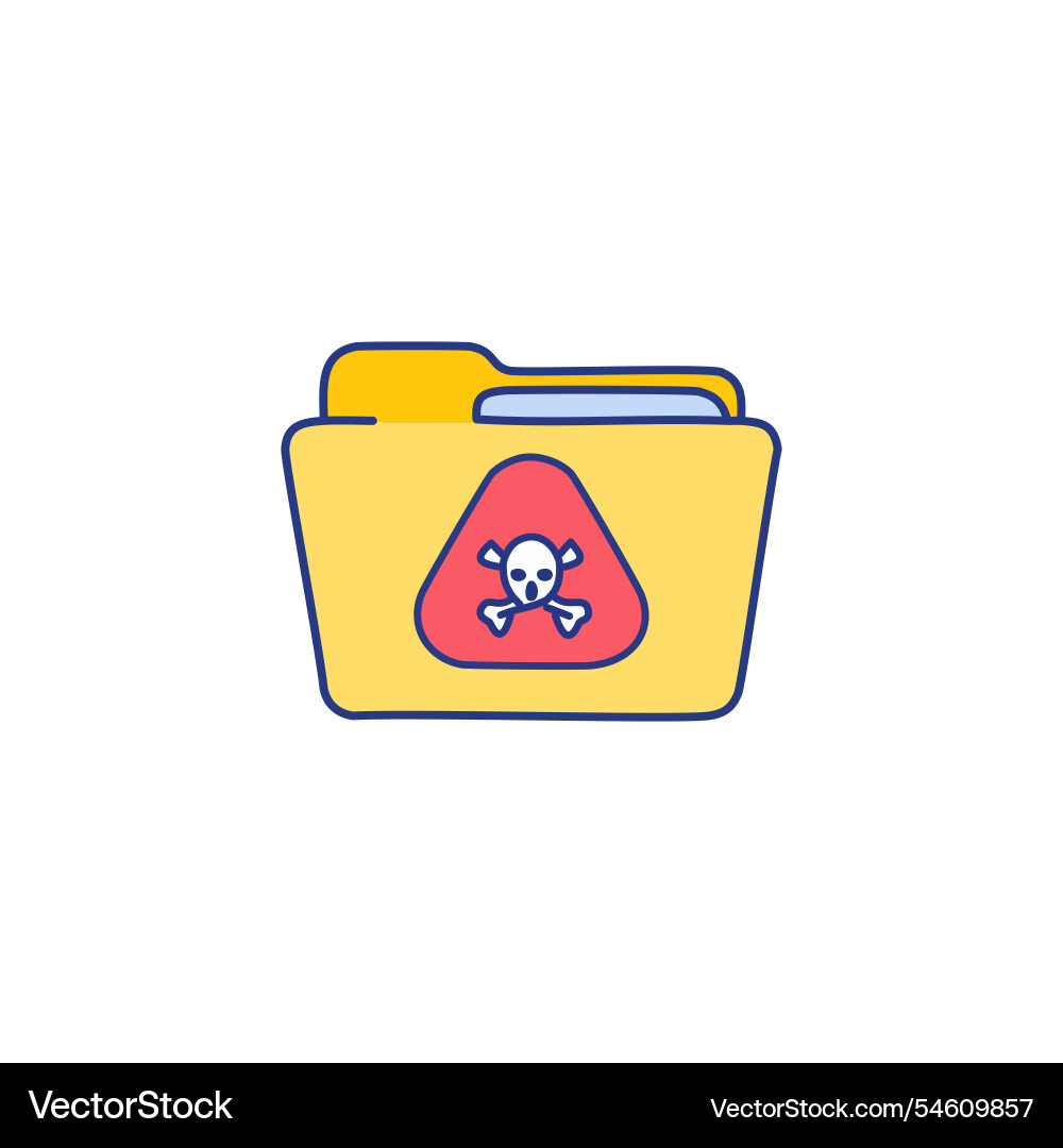 Computer folder with skull and crossbones flat Computer folder with skull and crossbones flat vector image