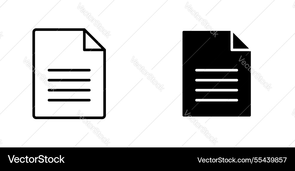 Document icons stroke line and black solid Document icons stroke line and black solid vector image