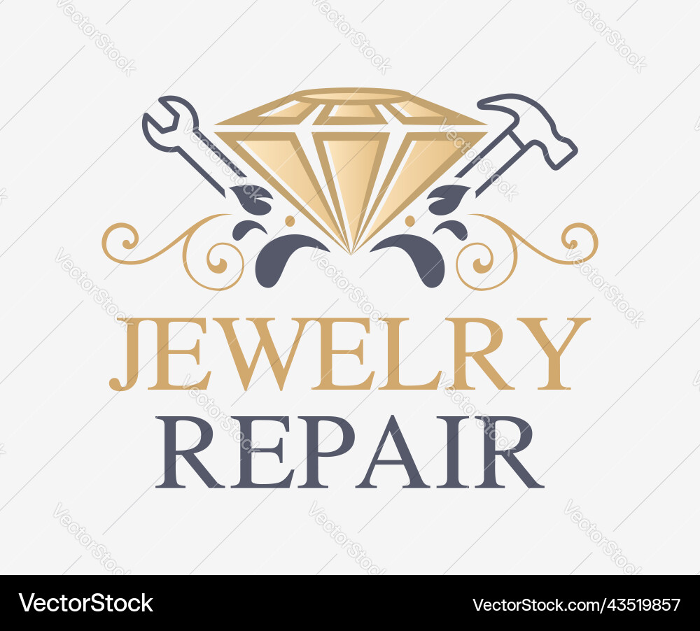 Jewelry repair services logo antique Jewelry repair services logo antique vector image