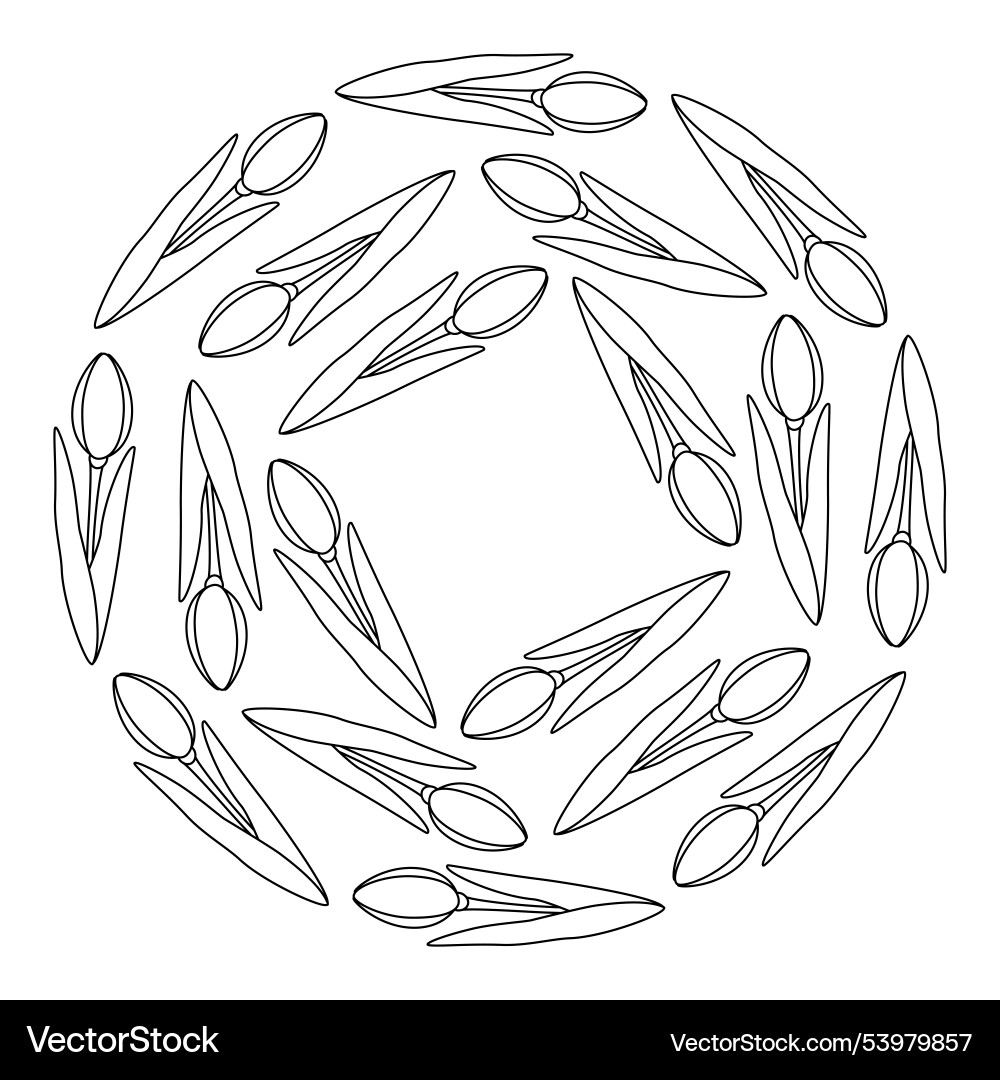 Outline tulips round frame border with copy space Outline tulips round frame border with copy space Vector Image