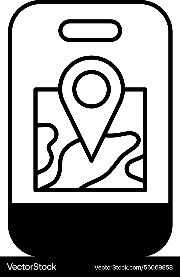 A phone with map on it and small arrow Vector Image