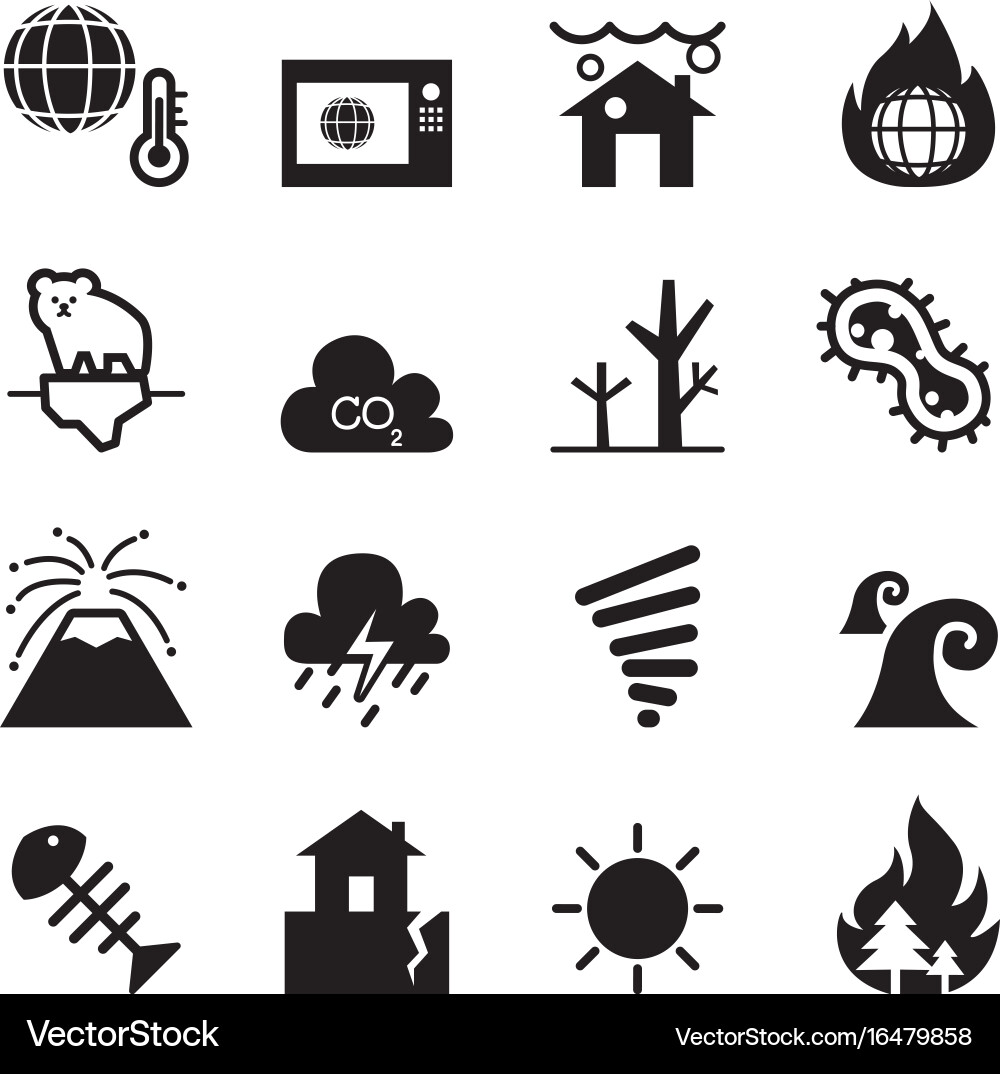 Climate Change Disaster Icons Vector Image