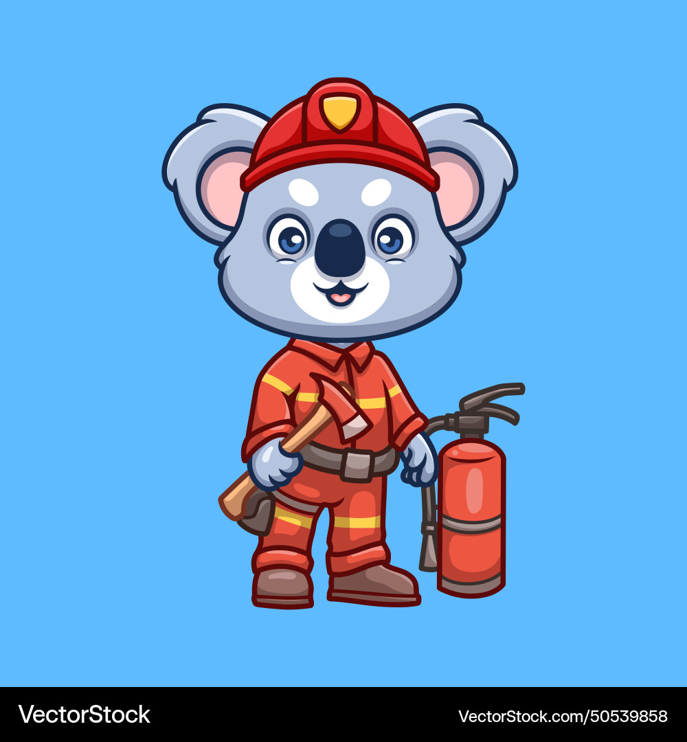 Firefighter koala cute cartoon Vector Image