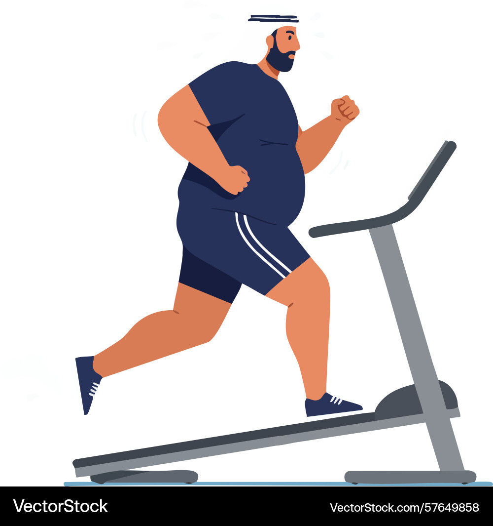 Man running on treadmill exercising indoors Vector Image