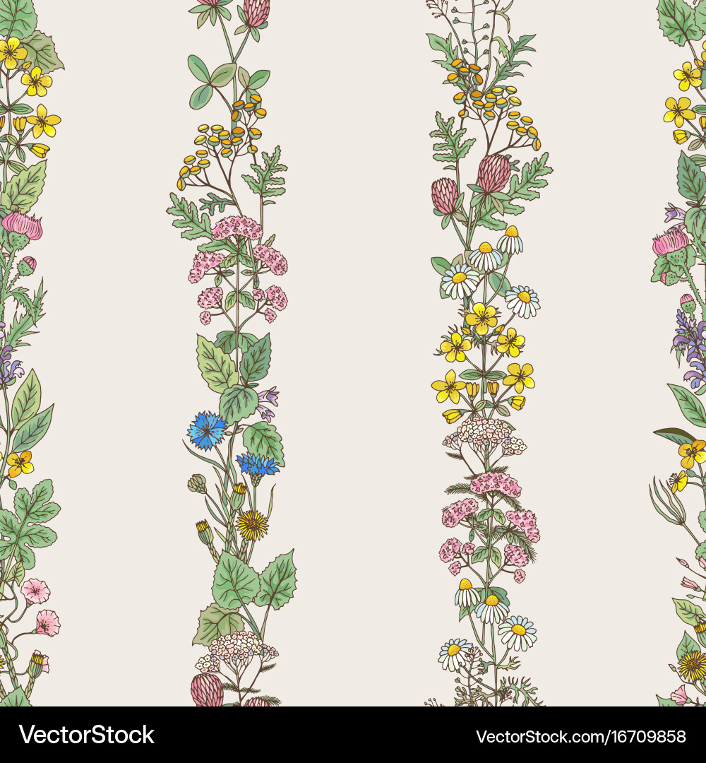 Seamless pattern of tracery hand drawn herbs Vector Image