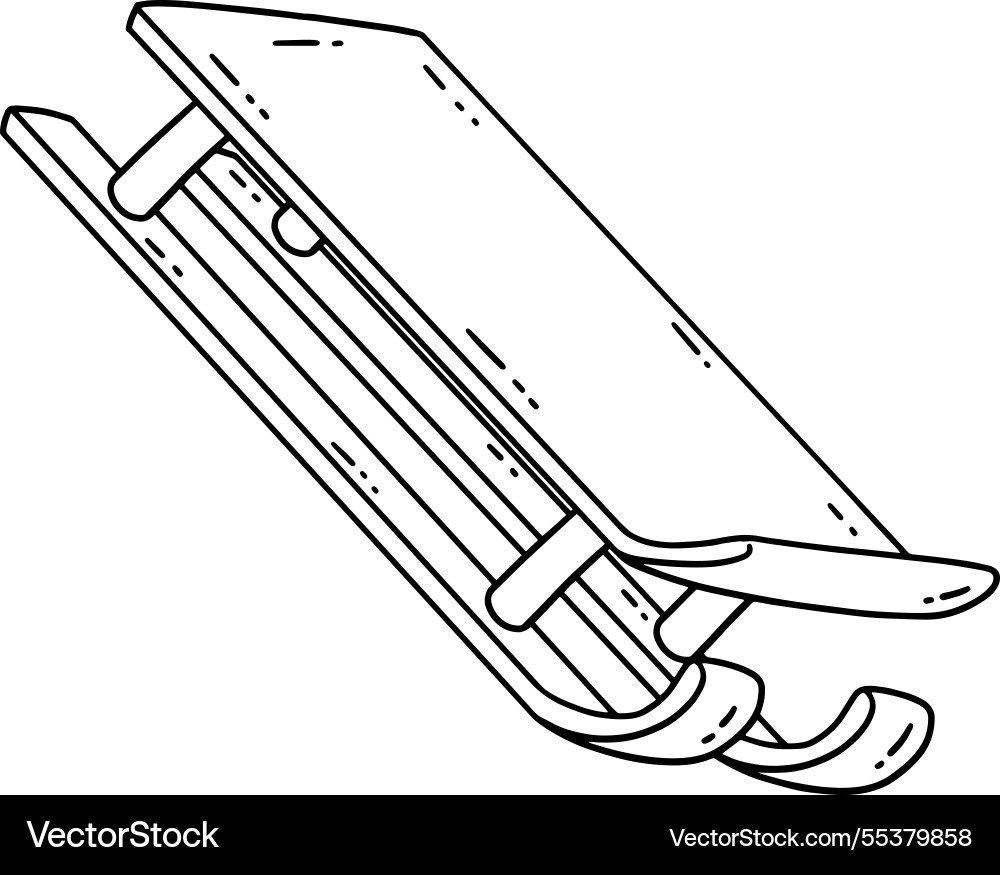 Sledge isolated coloring page for kids Royalty Free Vector