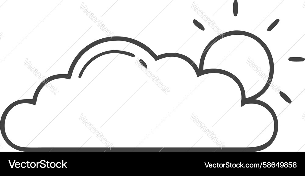 Sun behind cloud outline icon variable weather Vector Image