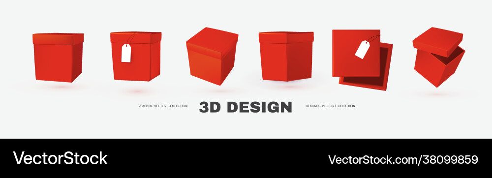 3d box collection in different view delivery vector image